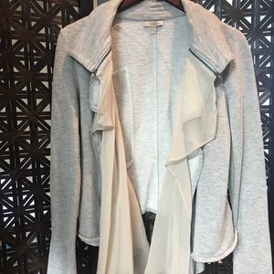 Anthropologie Chiffon Zip Cardigan